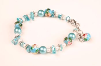 Aqua, Flower, armband i gruppen Armband hos Anna Veronica Design Collection (AR0127)